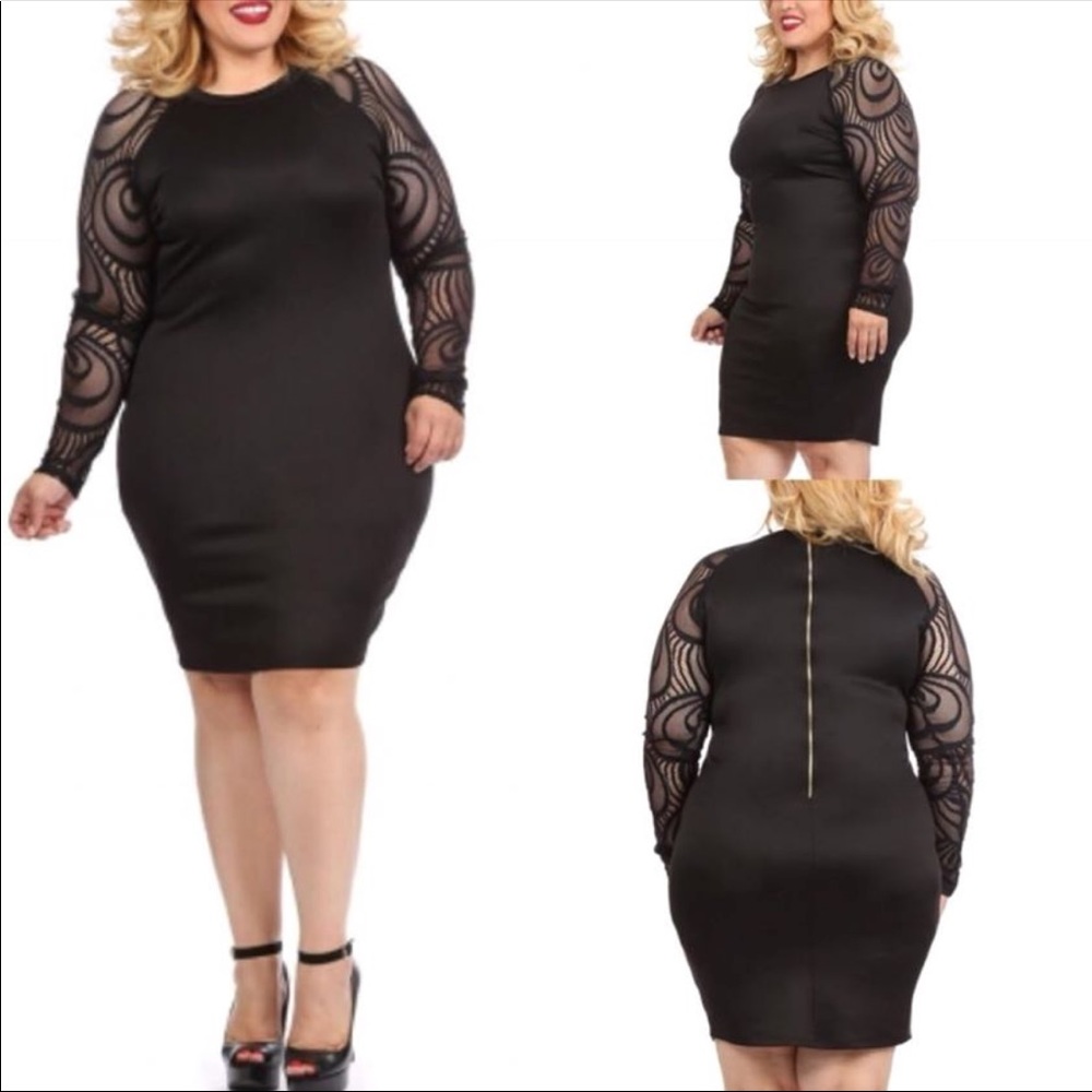 Plus Size Midi Dress With Lace Sleeves (Brand New)